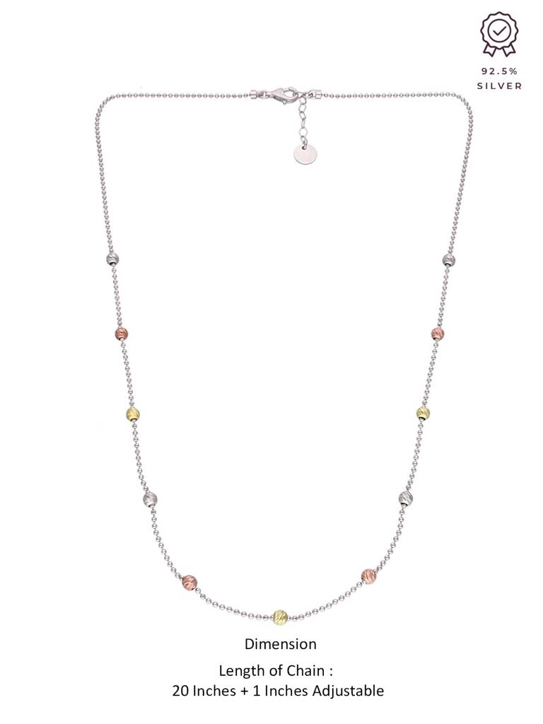 Sterling Silver Minimal Multi-Colour Zircon Casual Necklace : NLCS292-S-NA