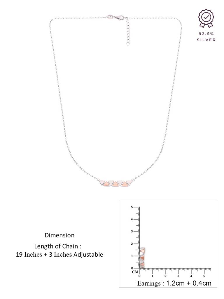 Sterling Silver Triangular Fusion Pendant And Earrings Set : NLCS293-S-NA