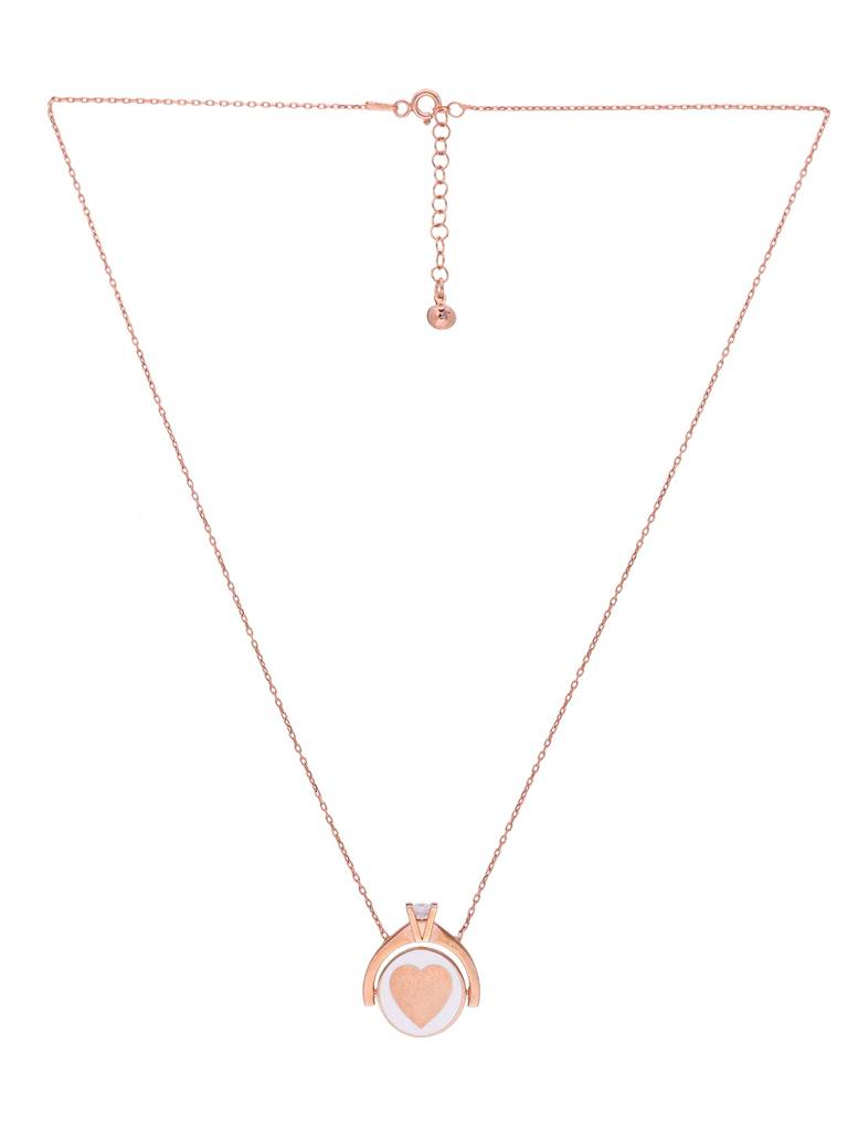 Sterling Silver Rose Gold A Beautiful Ode Of Love Casual Chain Necklace : NLCS295-RG-NA