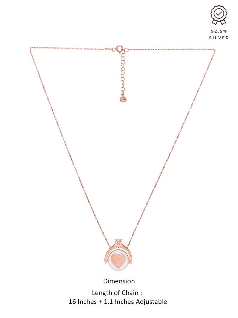 Sterling Silver Rose Gold A Beautiful Ode Of Love Casual Chain Necklace : NLCS295-RG-NA