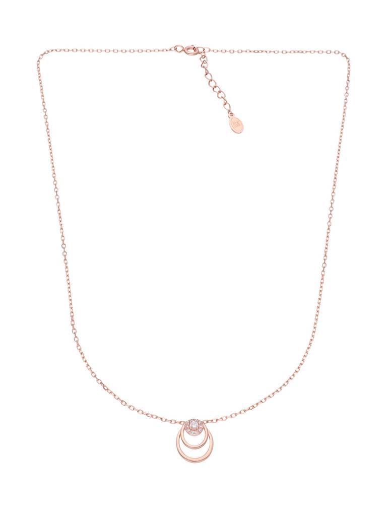 Sterling Silver Rose Gold Concentrics Casual Chain Necklace : NLCS297-RG-NA