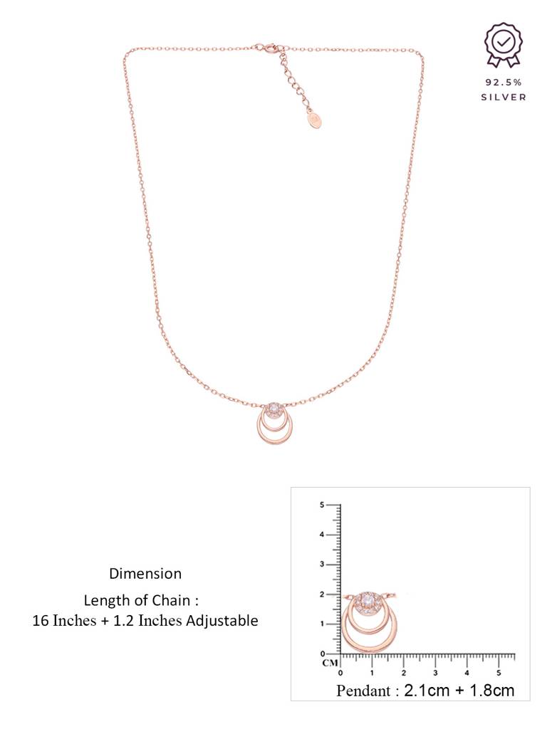 Sterling Silver Rose Gold Concentrics Casual Chain Necklace : NLCS297-RG-NA