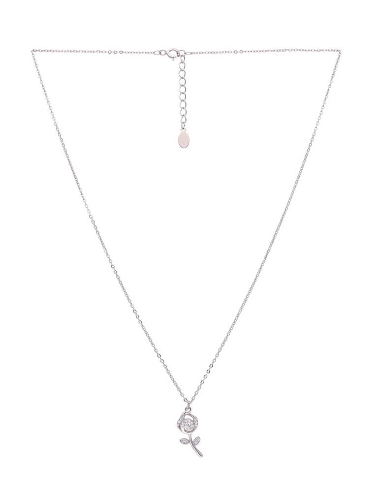Sterling Silver A Rosy Radiance Of Love Casual Chain Necklace : NLCS301-S-NA