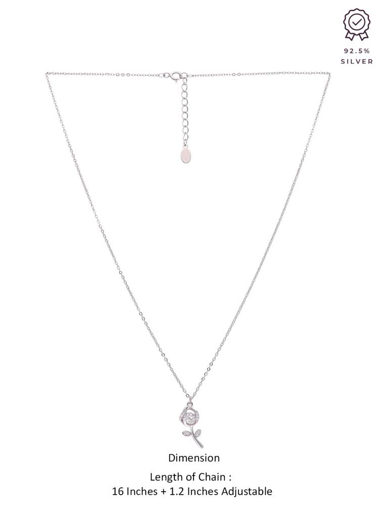 Sterling Silver A Rosy Radiance Of Love Casual Chain Necklace : NLCS301-S-NA