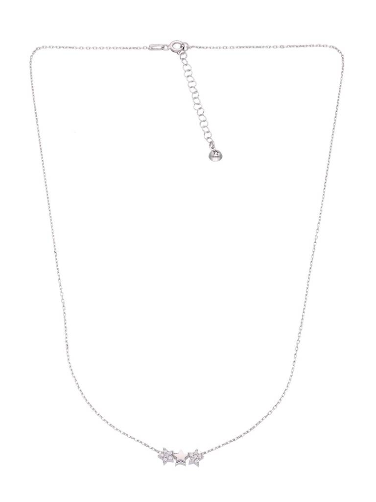 Sterling Silver Three Twinkiling Stars Casual Chain Necklace : NLCS316-S-NA