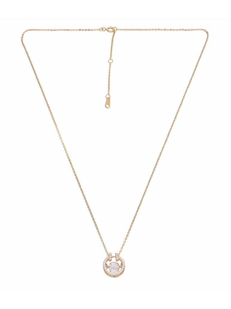Sterling Silver Gold Modern Round Ring Pendant With Chain : NLCS375-G-NA