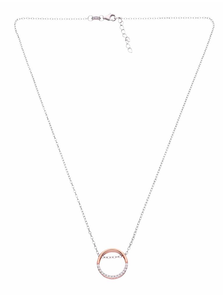 Sterling Silver Rose Gold Dainty Delight Ring Pendant Necklace : NLCS376-RG-NA