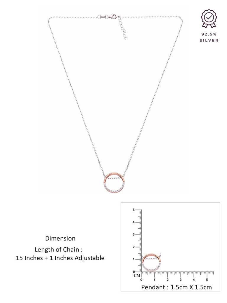 Sterling Silver Rose Gold Dainty Delight Ring Pendant Necklace : NLCS376-RG-NA