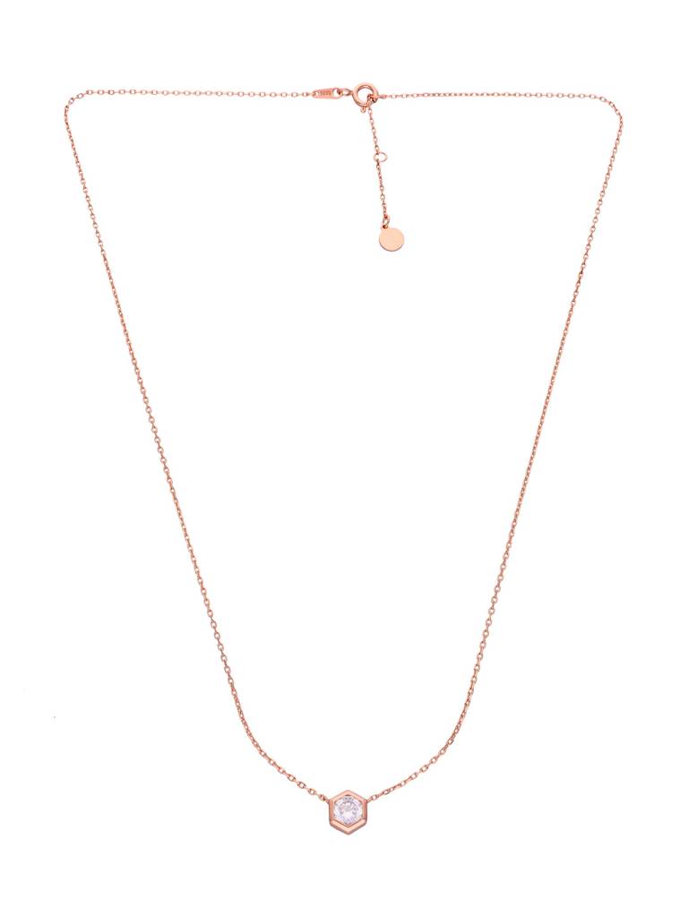 Sterling Silver Rose Gold Pearl Drop Casual Necklace : NLCS377-RG-NA