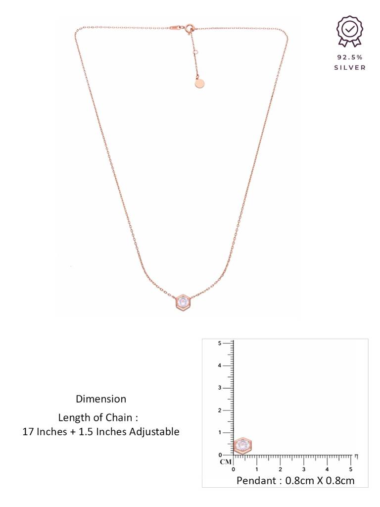 Sterling Silver Rose Gold Pearl Drop Casual Necklace : NLCS377-RG-NA