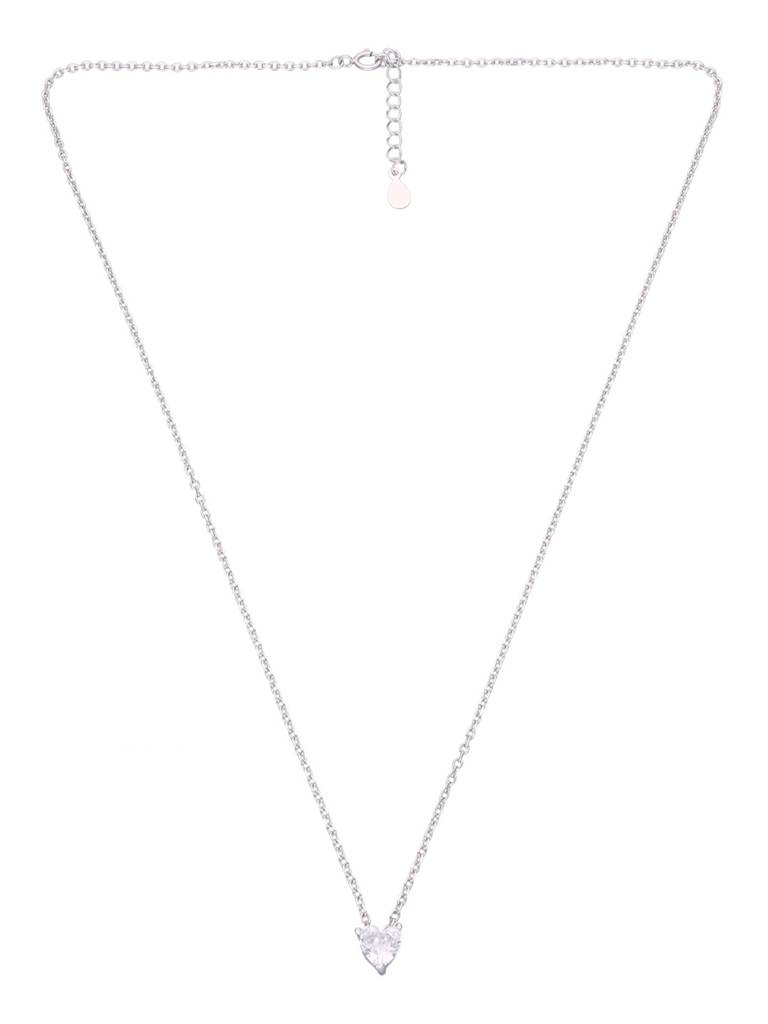 Sterling Silver Crystal Heart Necklace : NLCS378-S-NA
