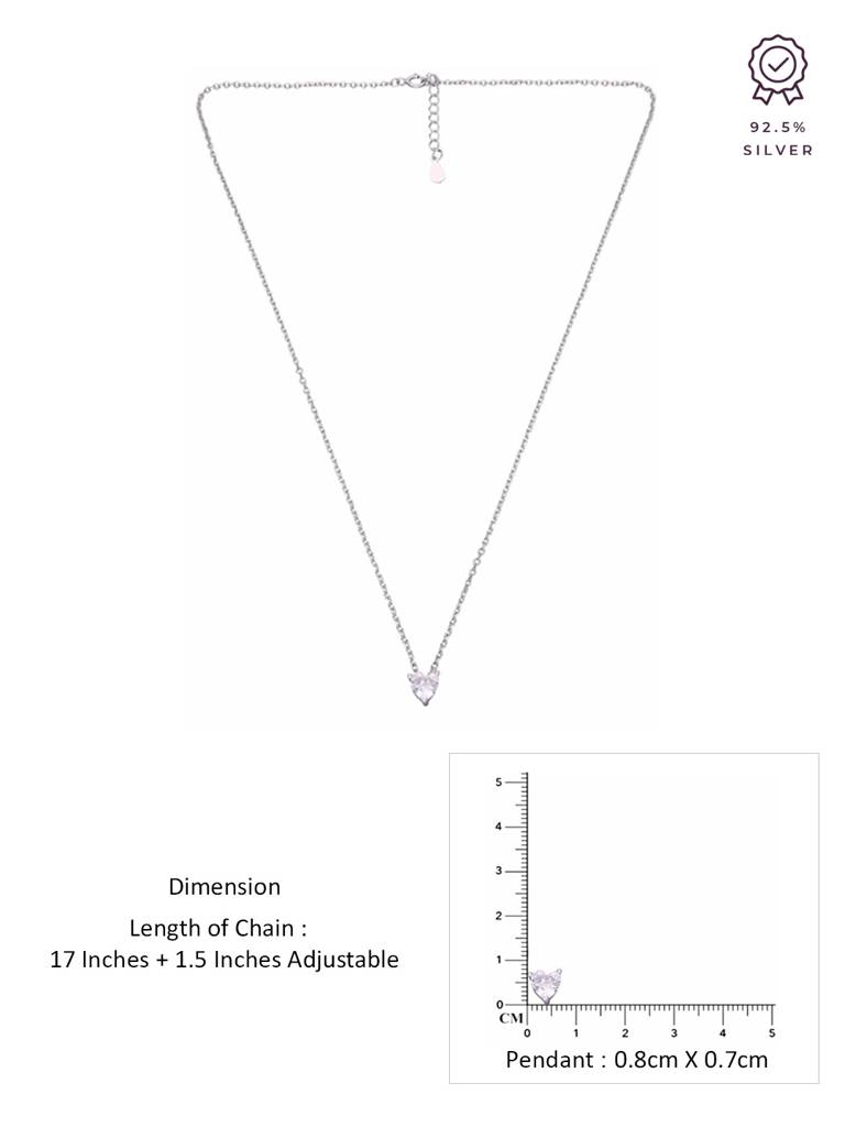 Sterling Silver Crystal Heart Necklace : NLCS378-S-NA