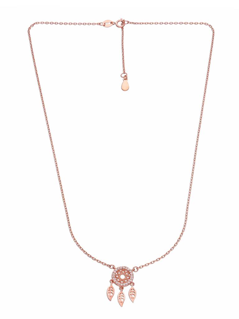 Sterling Silver Rose Gold Dream Catcher Necklace : NLCS379-RG-NA