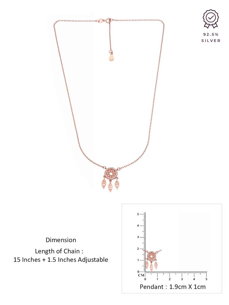 Sterling Silver Rose Gold Dream Catcher Necklace : NLCS379-RG-NA