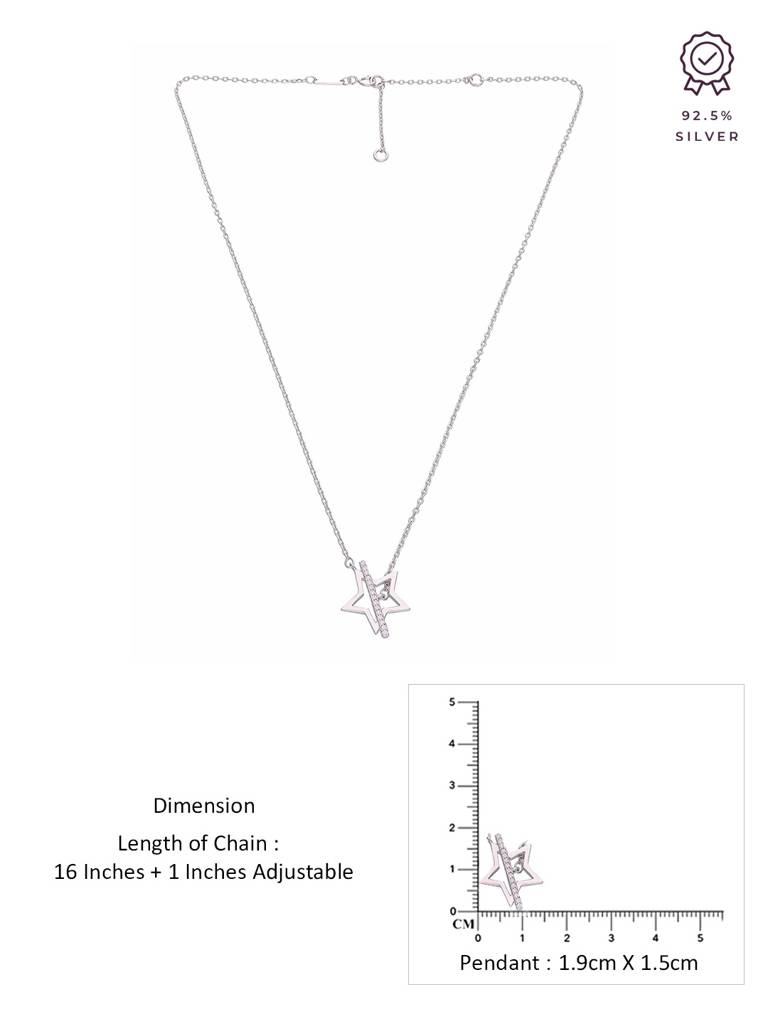 Sterling Silver Shooting Star Casual Necklace : NLCS382-S-NA