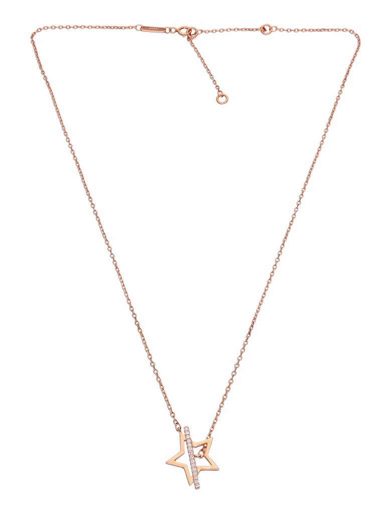 Sterling Silver Rose Gold Shooting Star Casual Necklace : NLCS383-RG-NA