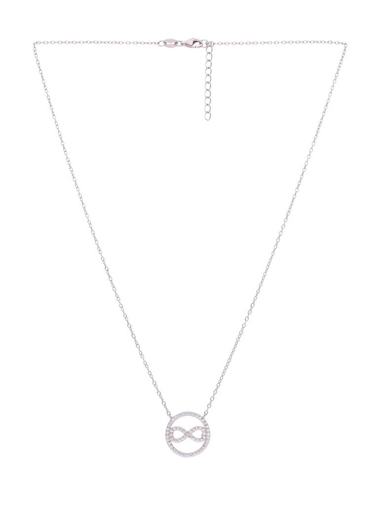 Sterling Silver Pave Diamond Infinity Necklace : NLCS385-S-NA