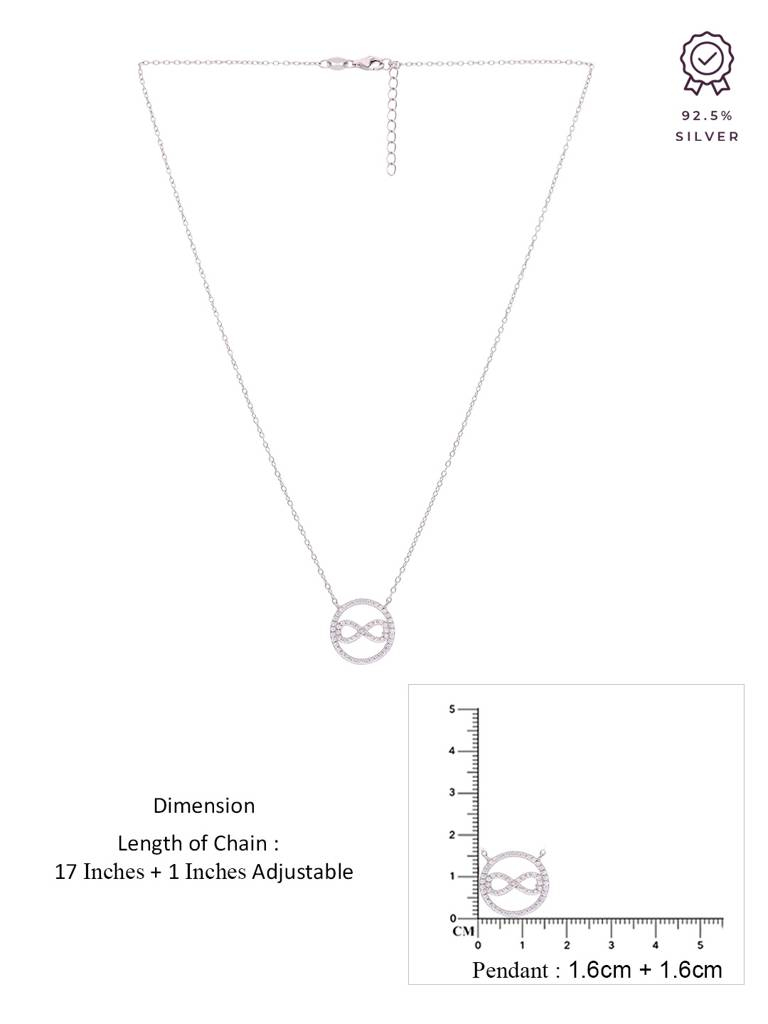 Sterling Silver Pave Diamond Infinity Necklace : NLCS385-S-NA