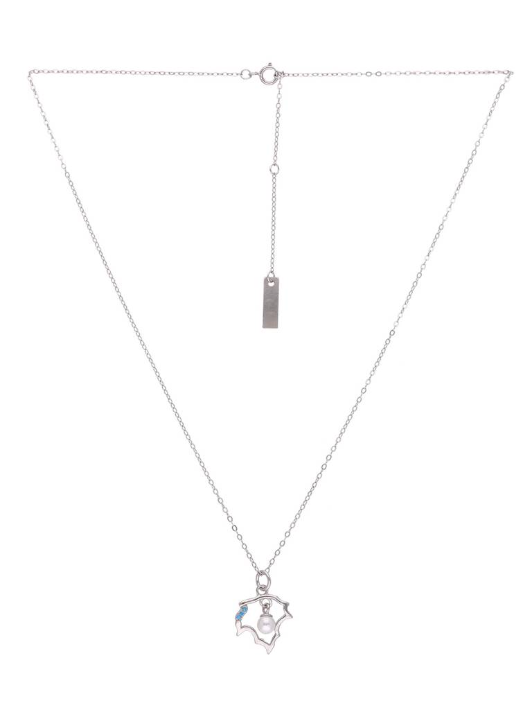 Sterling Silver Dainty Maple Pearl Chain Necklace : NLCS387-S-NA