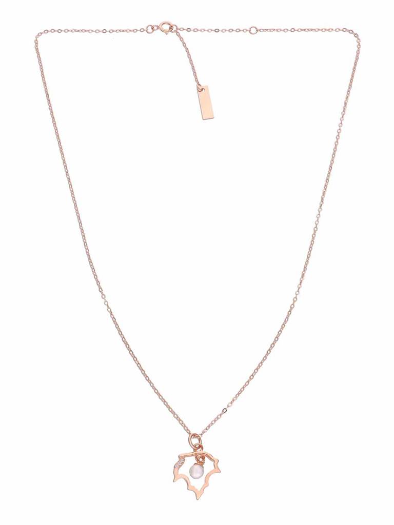 Sterling Silver Rose Gold Dainty Maple Pearl Chain Necklace : NLCS388-RG-NA