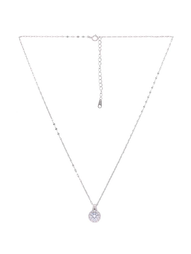 Sterling Silver Minimal Crystal Casual Necklace : NLCS395-S-NA