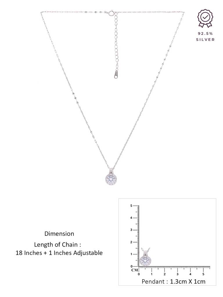 Sterling Silver Minimal Crystal Casual Necklace : NLCS395-S-NA
