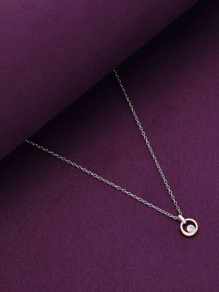 Sterling Silver Minimalistic Orbiting Solitaire Chain Necklace : NLCS397-S-NA