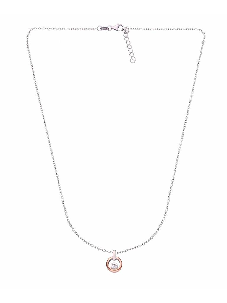 Sterling Silver Minimalistic Orbiting Solitaire Chain Necklace : NLCS397-S-NA