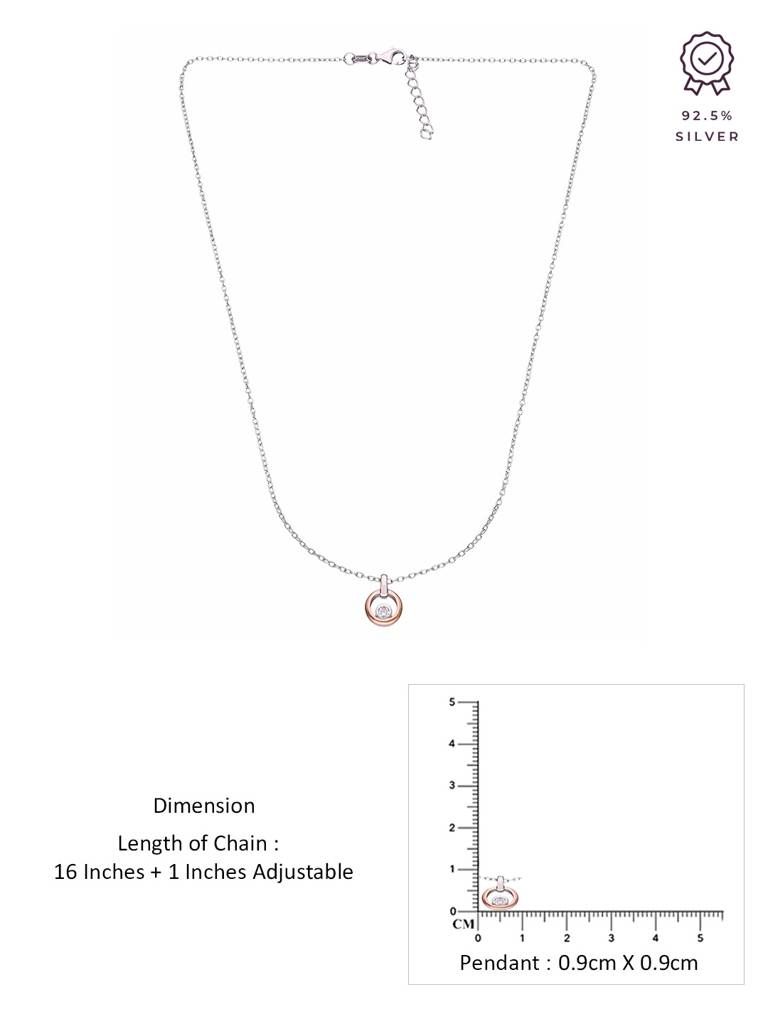 Sterling Silver Minimalistic Orbiting Solitaire Chain Necklace : NLCS397-S-NA