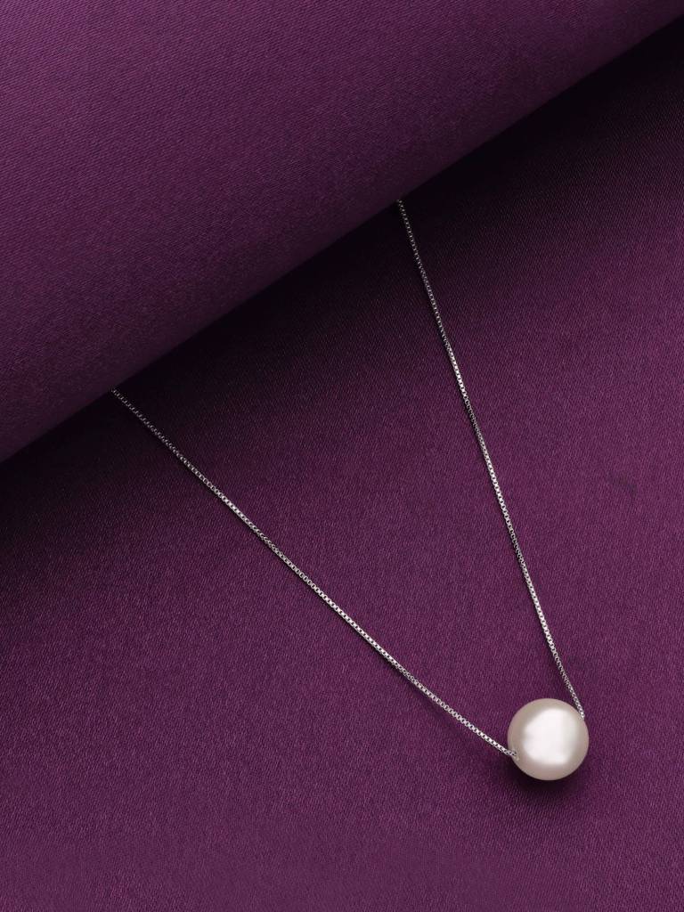Sterling Silver Luminance Pearl Necklace : NLCS403-S-NA