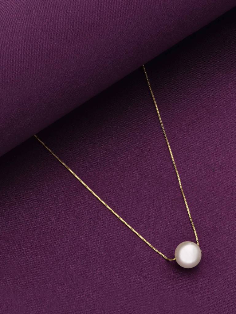 Sterling Silver Gold Luminance Pearl Necklace : NLCS404-G-NA