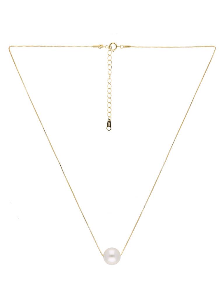 Sterling Silver Gold Luminance Pearl Necklace : NLCS404-G-NA