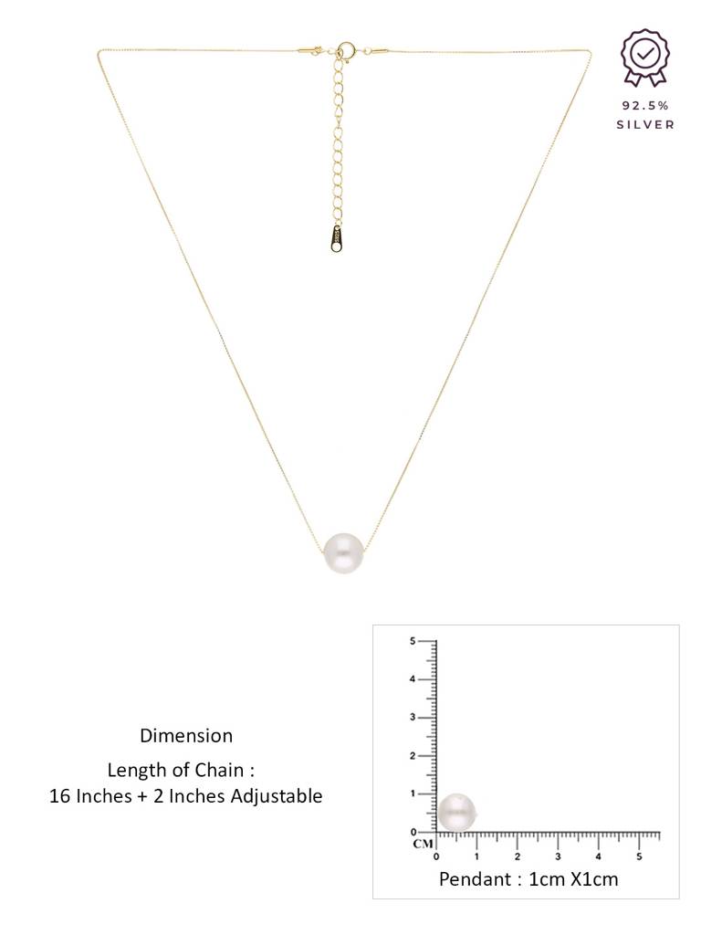Sterling Silver Gold Luminance Pearl Necklace : NLCS404-G-NA