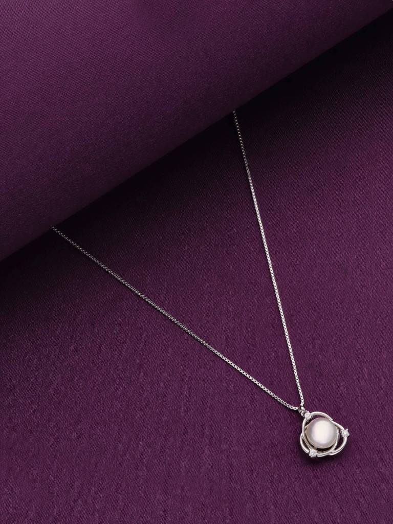 Sterling Silver Radiance Pearl Necklace : NLCS405-S-NA