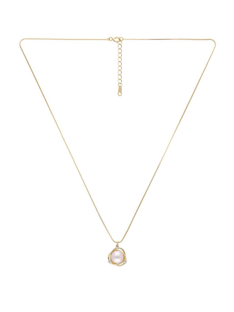 Sterling Silver Gold Radiance Pearl Necklace : NLCS406-G-NA