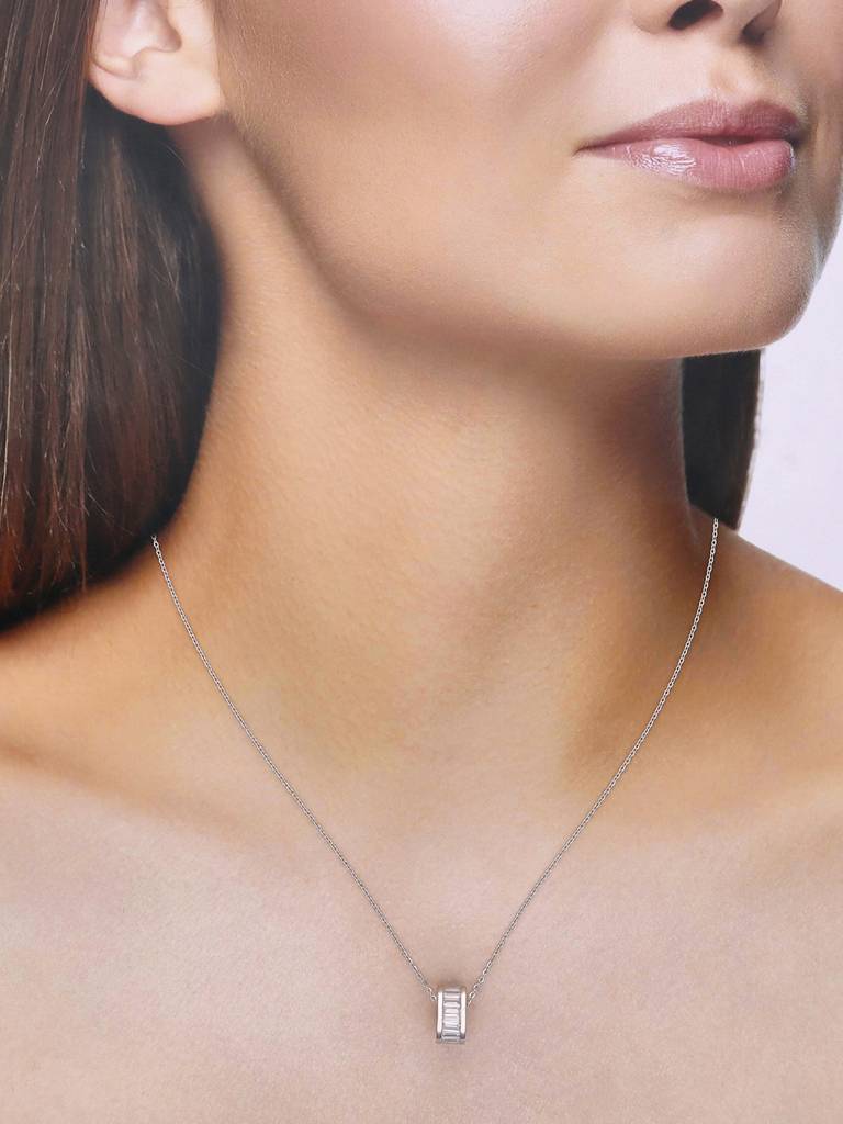 Sterling Silver Circle Ring Pendant Necklace : NLCS407-S-NA