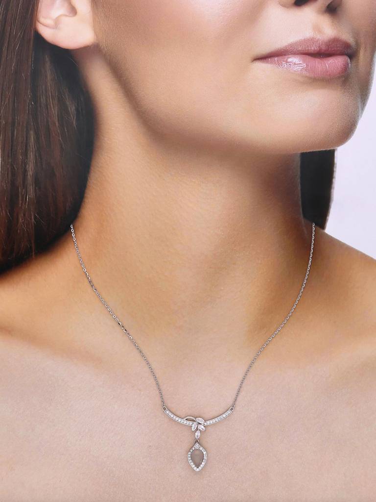 Sterling Silver Grace Drop Chain Necklace : NLCS409-S-NA