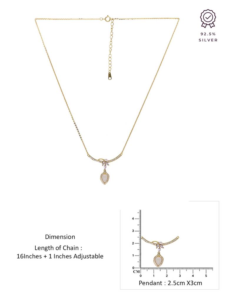 Sterling Silver Gold Grace Drop Chain Necklace : NLCS411-G-NA