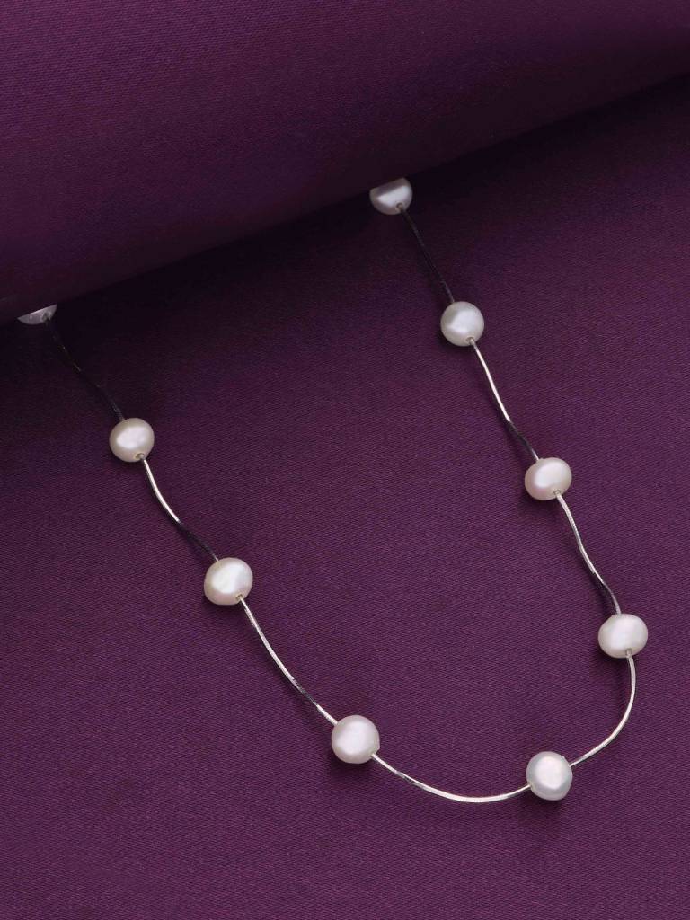 Sterling Silver Pearl Essence Necklace : NLCS412-S-NA