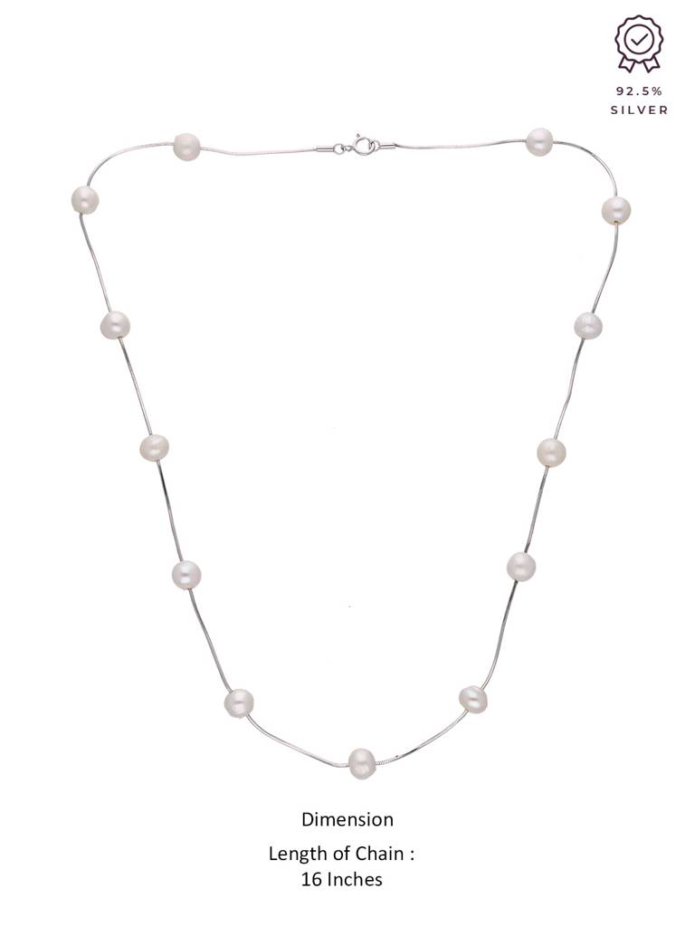 Sterling Silver Pearl Essence Necklace : NLCS412-S-NA