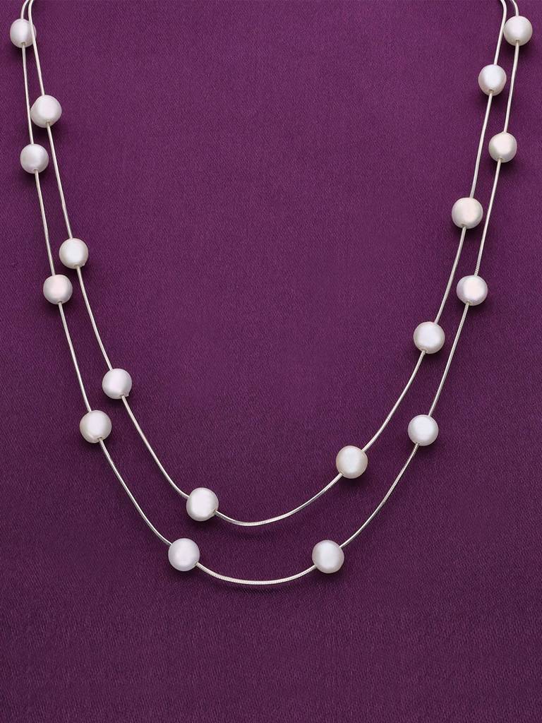 Sterling Silver 2-Layered Pearl Essence Necklace : NLCS414-S-NA