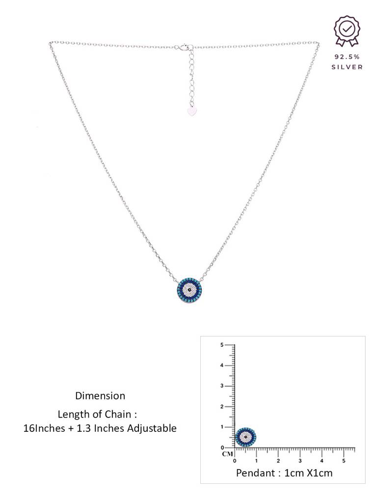 Sterling Silver Simply Circular Evil Eye Chain Necklace : NLCS419-S-NA