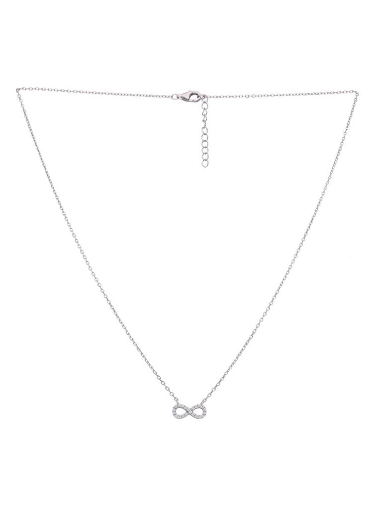 Sterling Silver Minimalistic Zircon Studded Infinity Necklace : NLCS421-S-NA