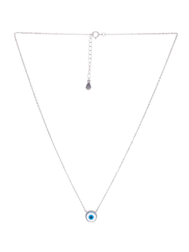 Sterling Silver Circular Simple Evil Eye Chain Necklace : NLCS423-S-NA