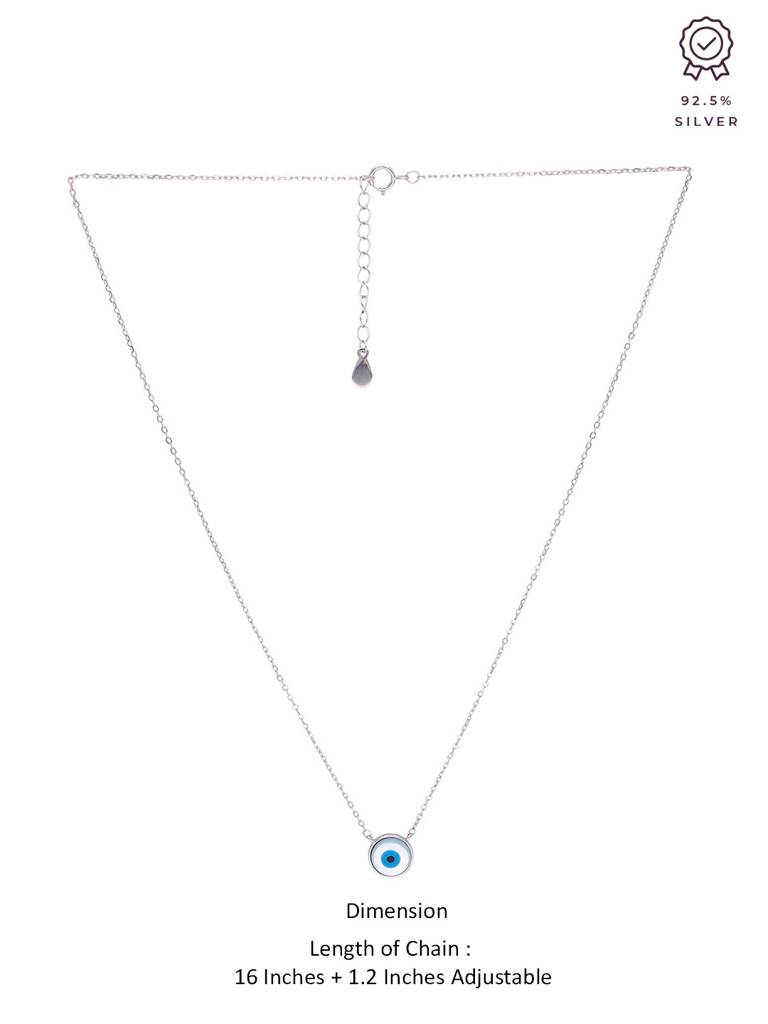 Sterling Silver Circular Simple Evil Eye Chain Necklace : NLCS423-S-NA
