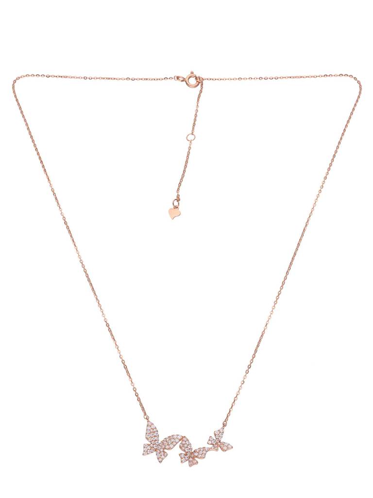 Sterling Silver Rose Gold Butterfly Casual Chain Necklace : NLCS428-RG-NA