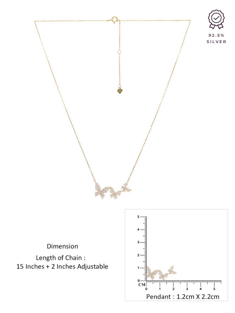 Sterling Silver Gold Butterfly Casual Chain Necklace : NLCS429-G-NA