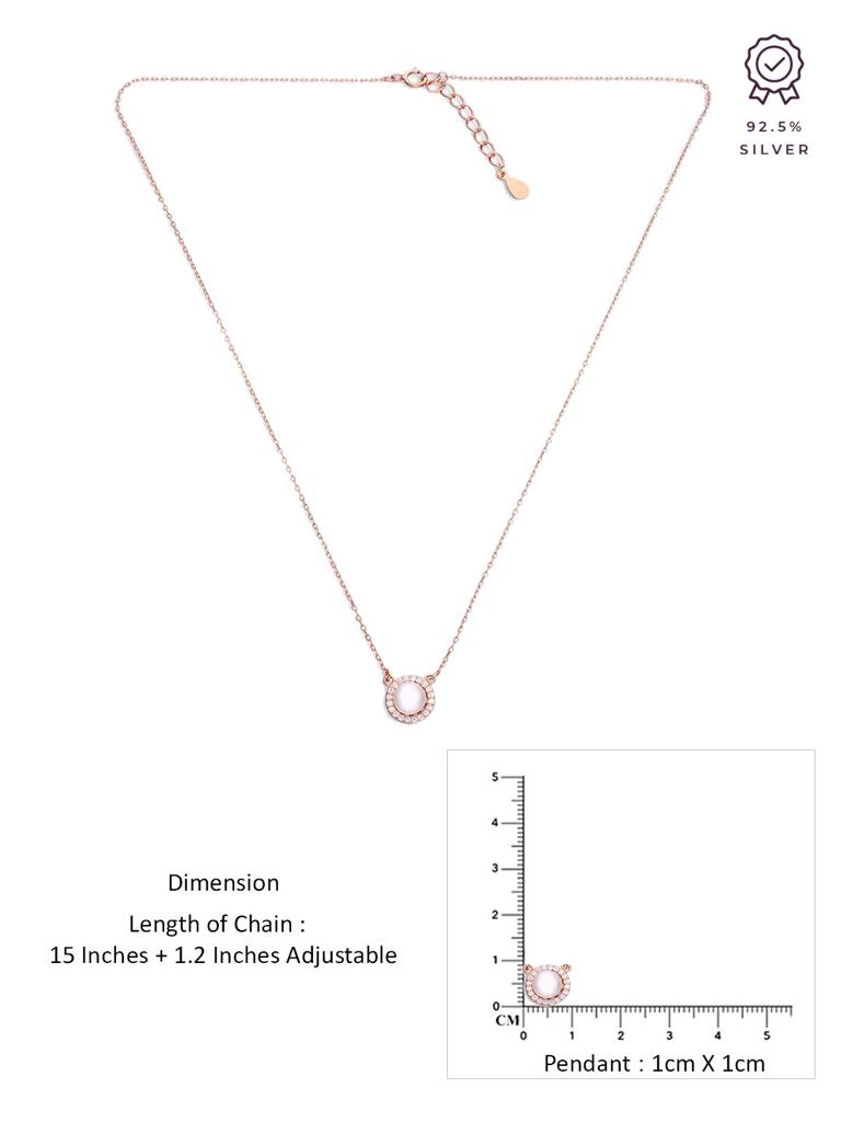 Sterling Silver Rose Gold Minimalistic Orbiting Pearl Chain Necklace : NLCS434-RG-NA