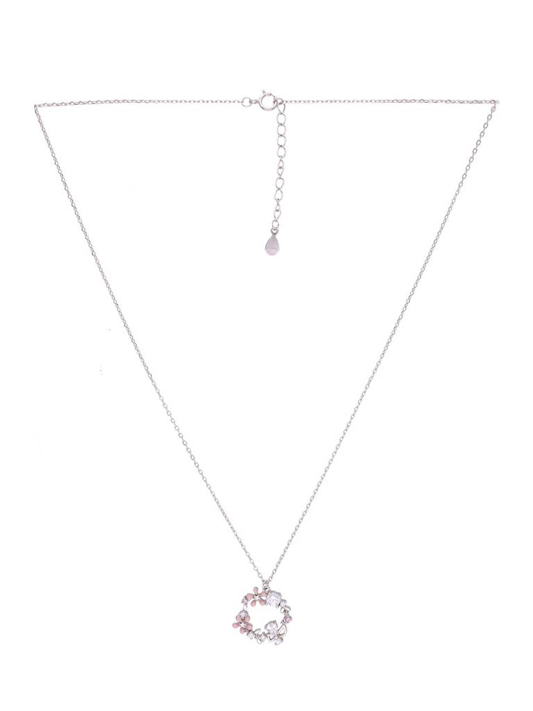 Sterling Silver Minimalistic Starry Spectacle Floral Necklace : NLCS435-S-NA