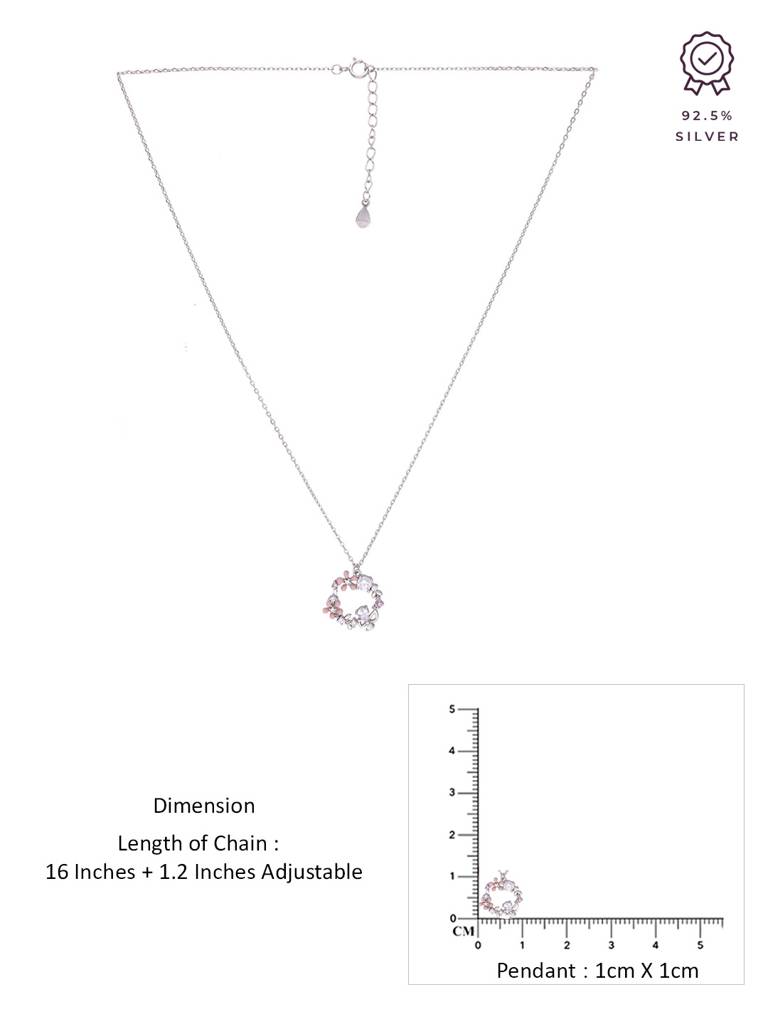 Sterling Silver Minimalistic Starry Spectacle Floral Necklace : NLCS435-S-NA